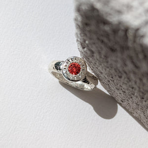 Textured Solitaire Band // Padparadscha Sapphire